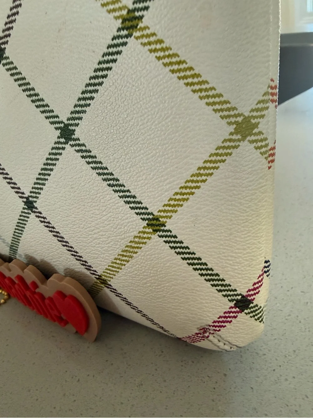 Coach Tattersall plaid Peyton tablet iPad, Crossbody case EUC w/coachie charm